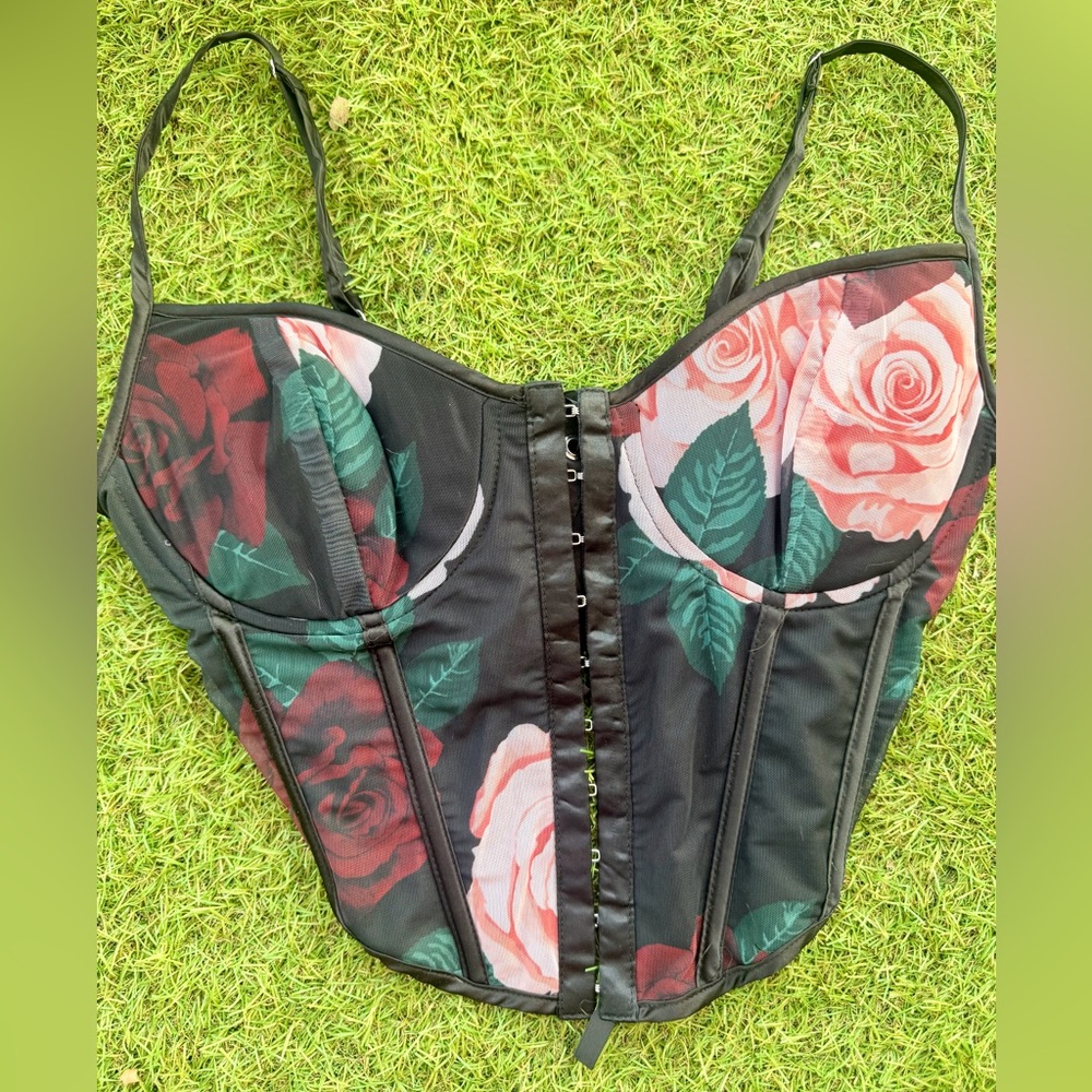 Fashion Nova Floral Black Tank Top